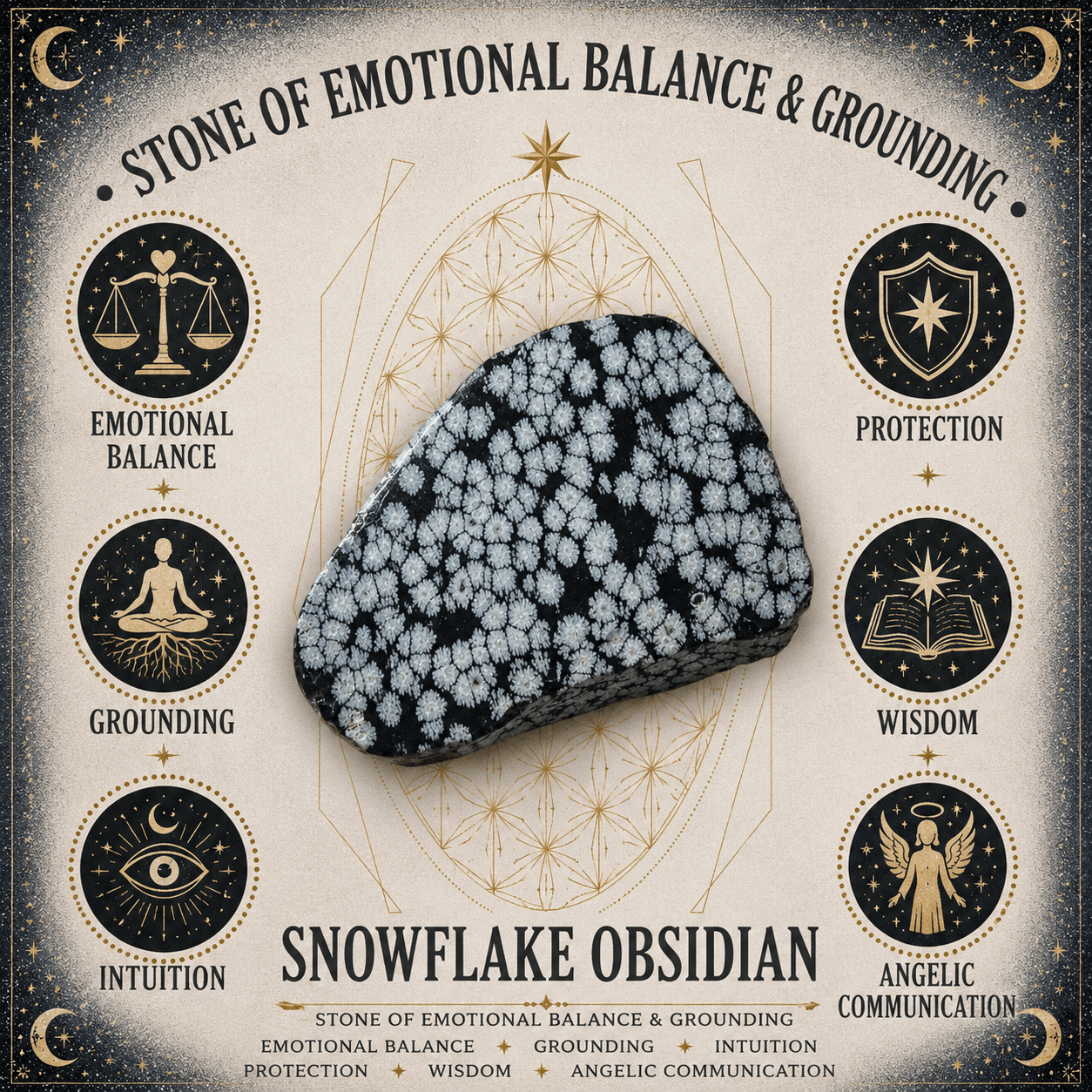 Snowflake Obsidian Gemstone Chip Bracelet