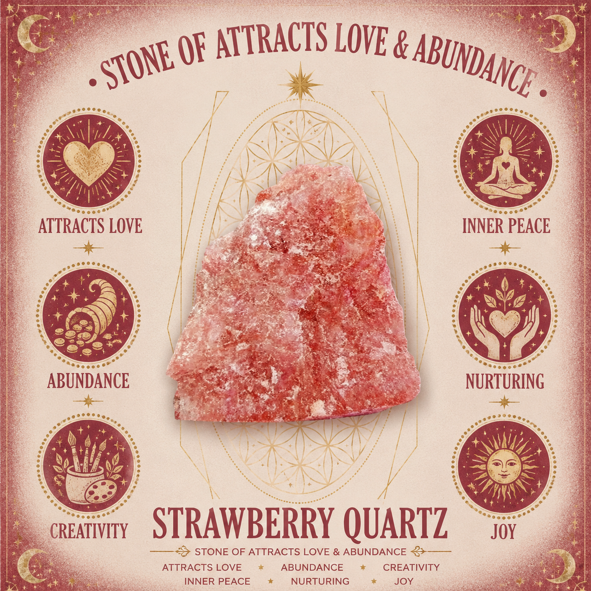 3cm Strawberry Quartz Gemstone Moon