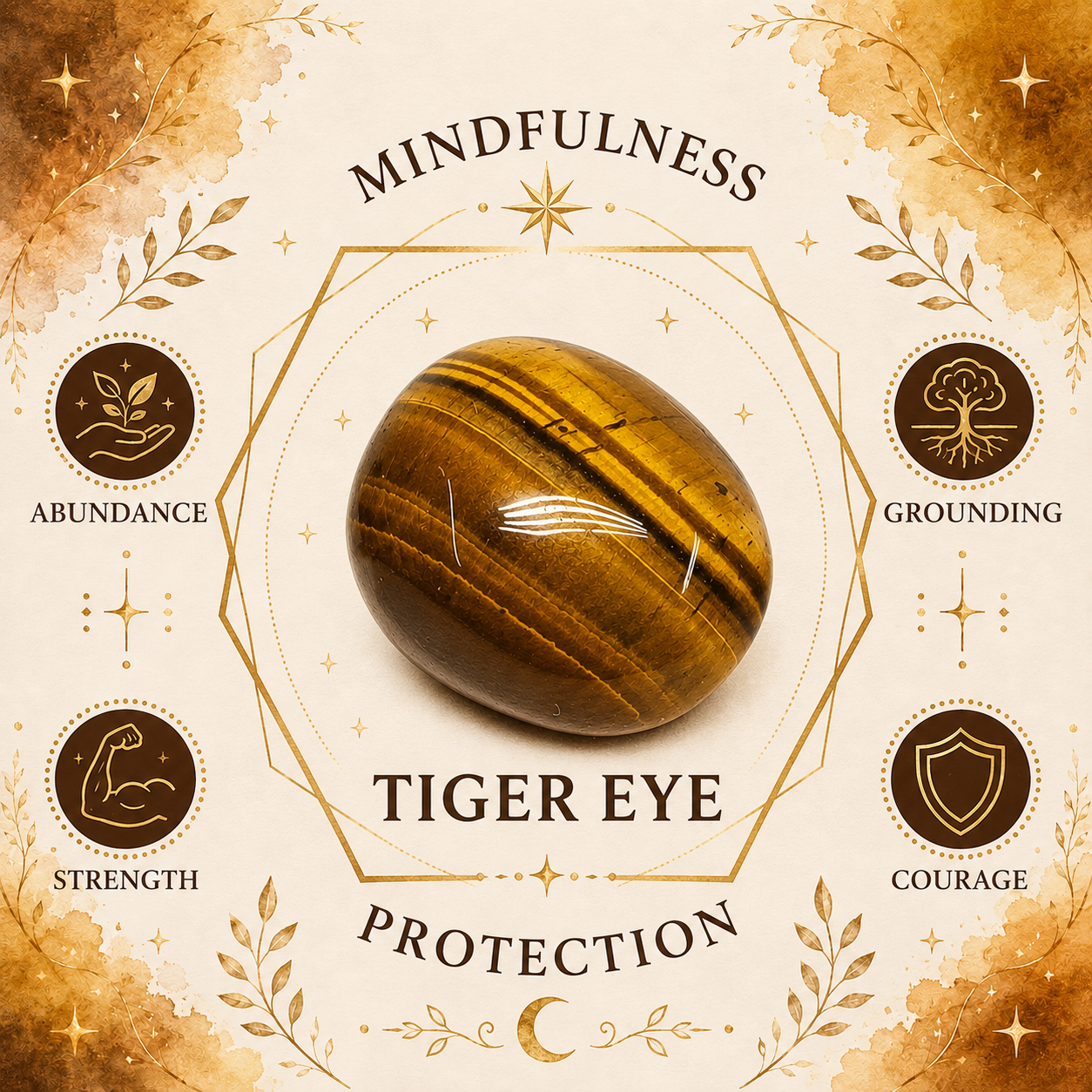Tiger Eye Heart Shape Worry Stone (Thumb Stone)