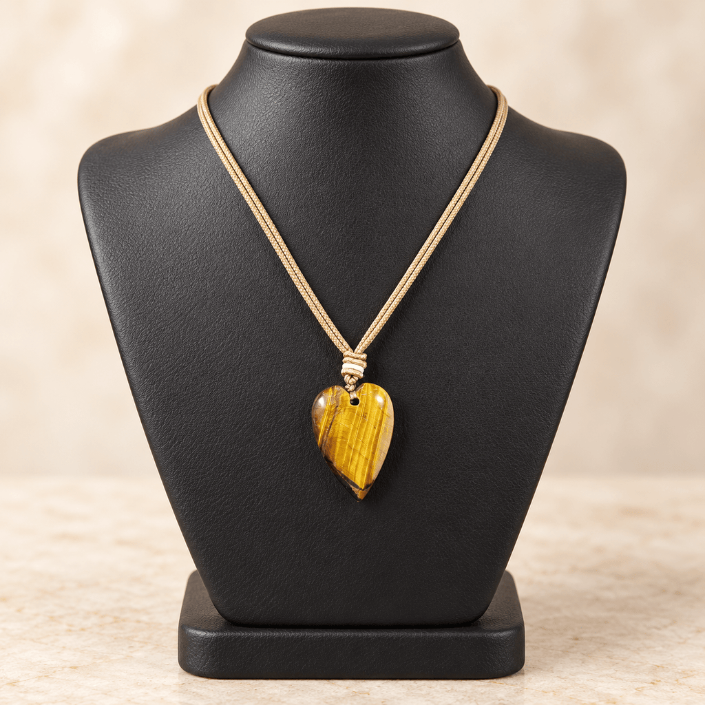 Tiger Eye 60cm Adjustable Heart Necklace