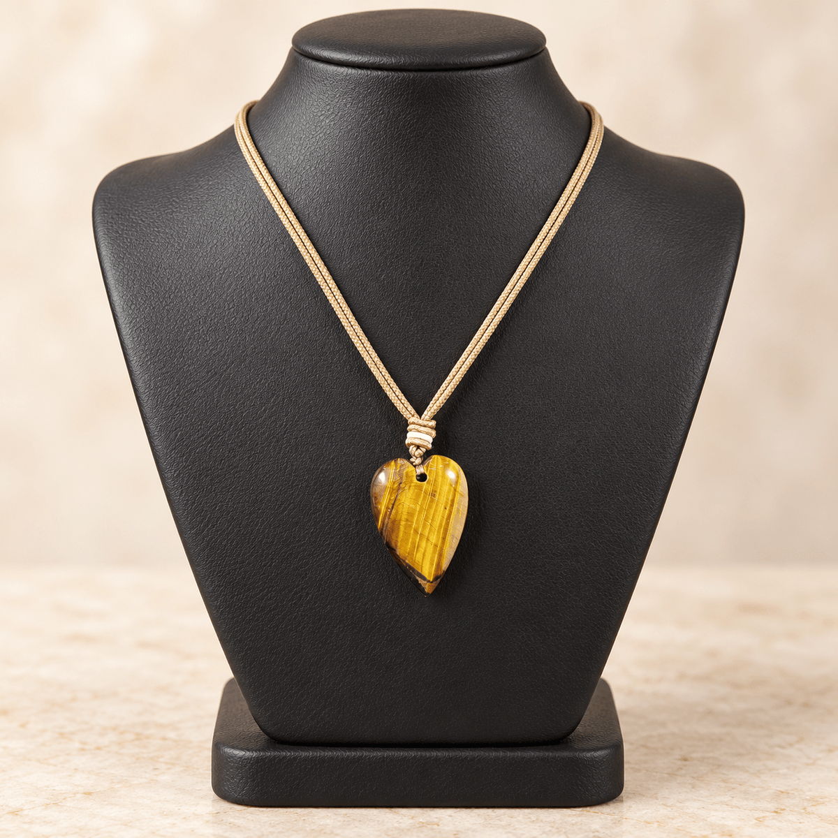 Tiger Eye 60cm Adjustable Heart Necklace