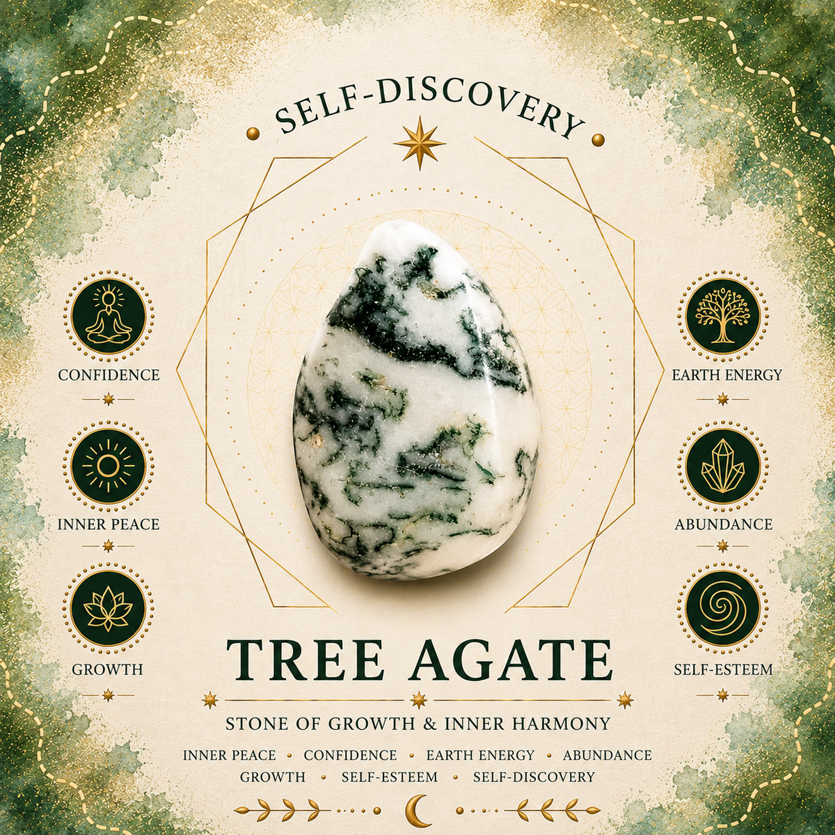Tree Agate 2cm Gemstone Heart