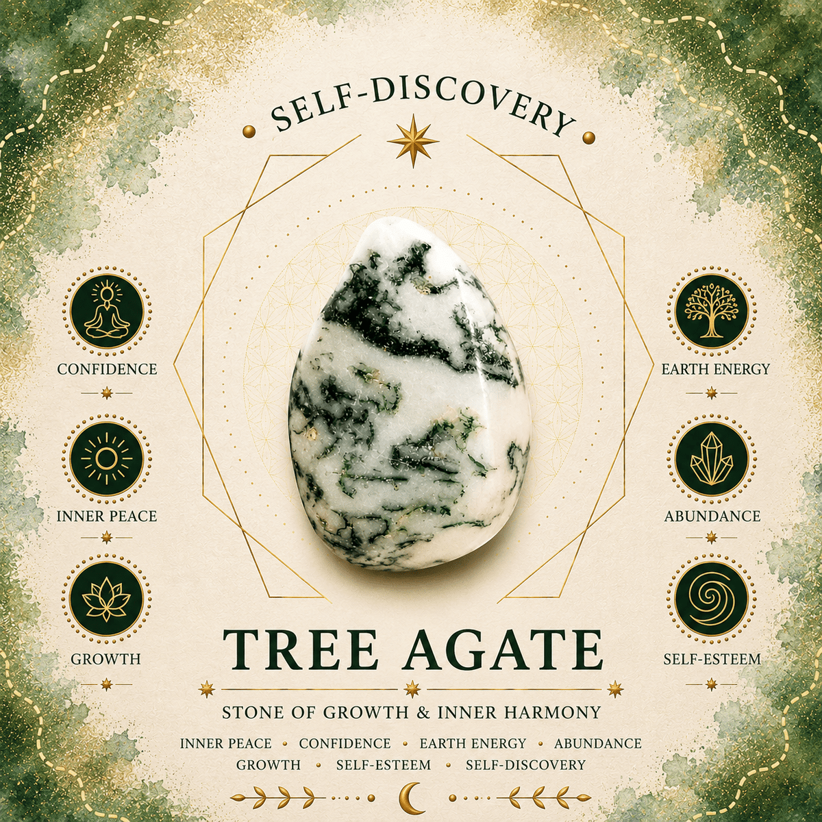 100g Tree Agate Gemstone Chips