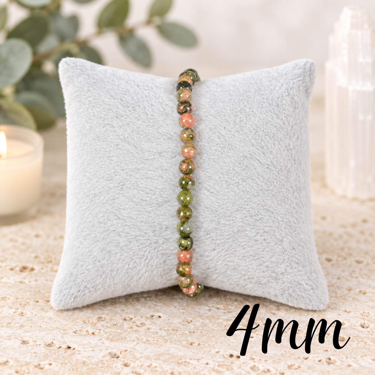 4mm Unakite Gemstone Bracelet