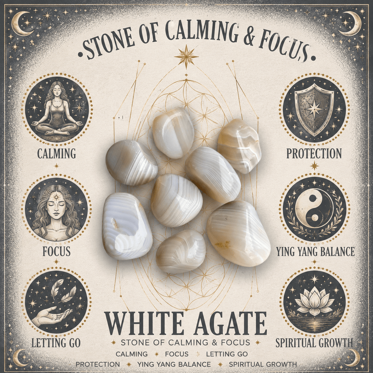 White Agate 3cm Gemstone Egg