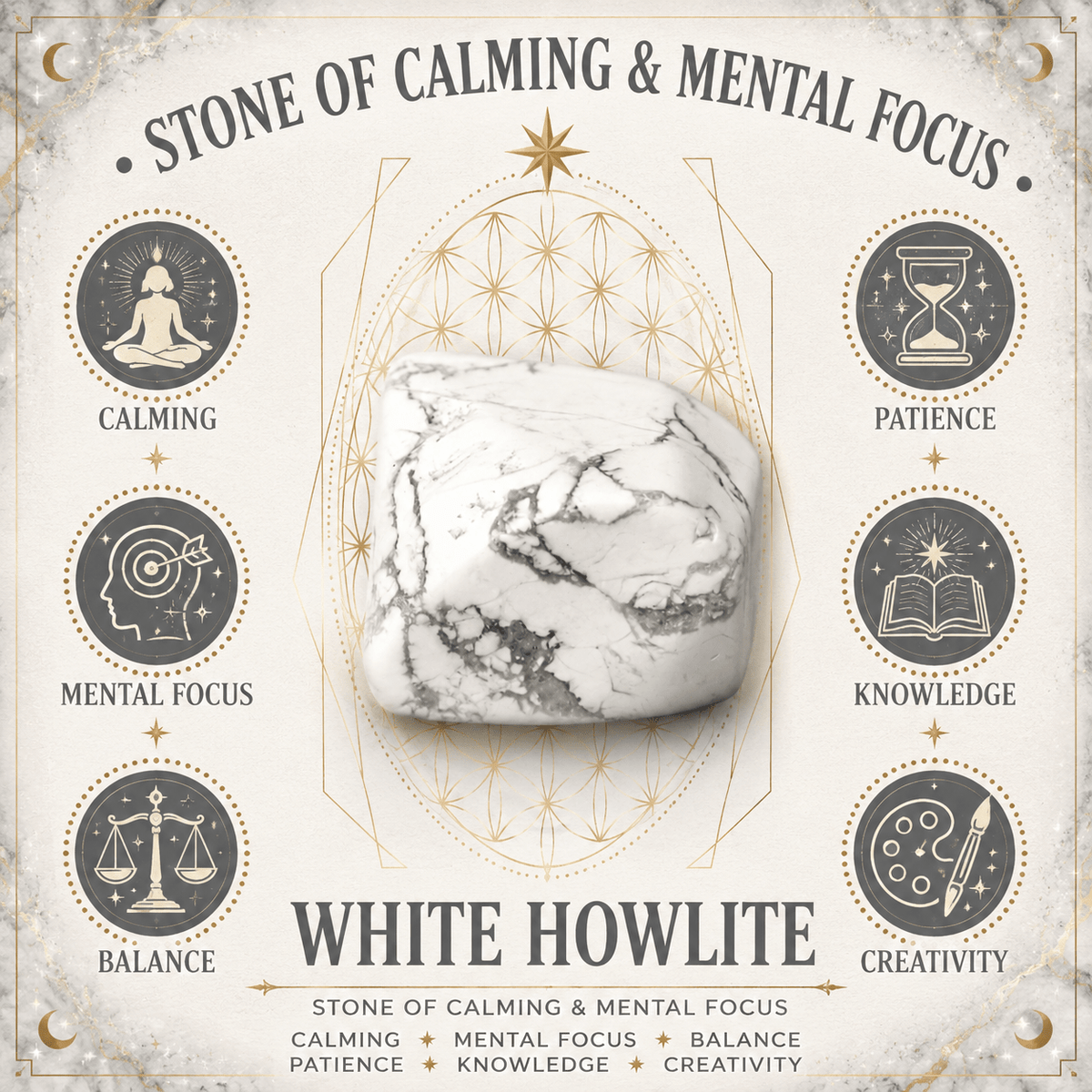 White Howlite 3cm Gemstone Star