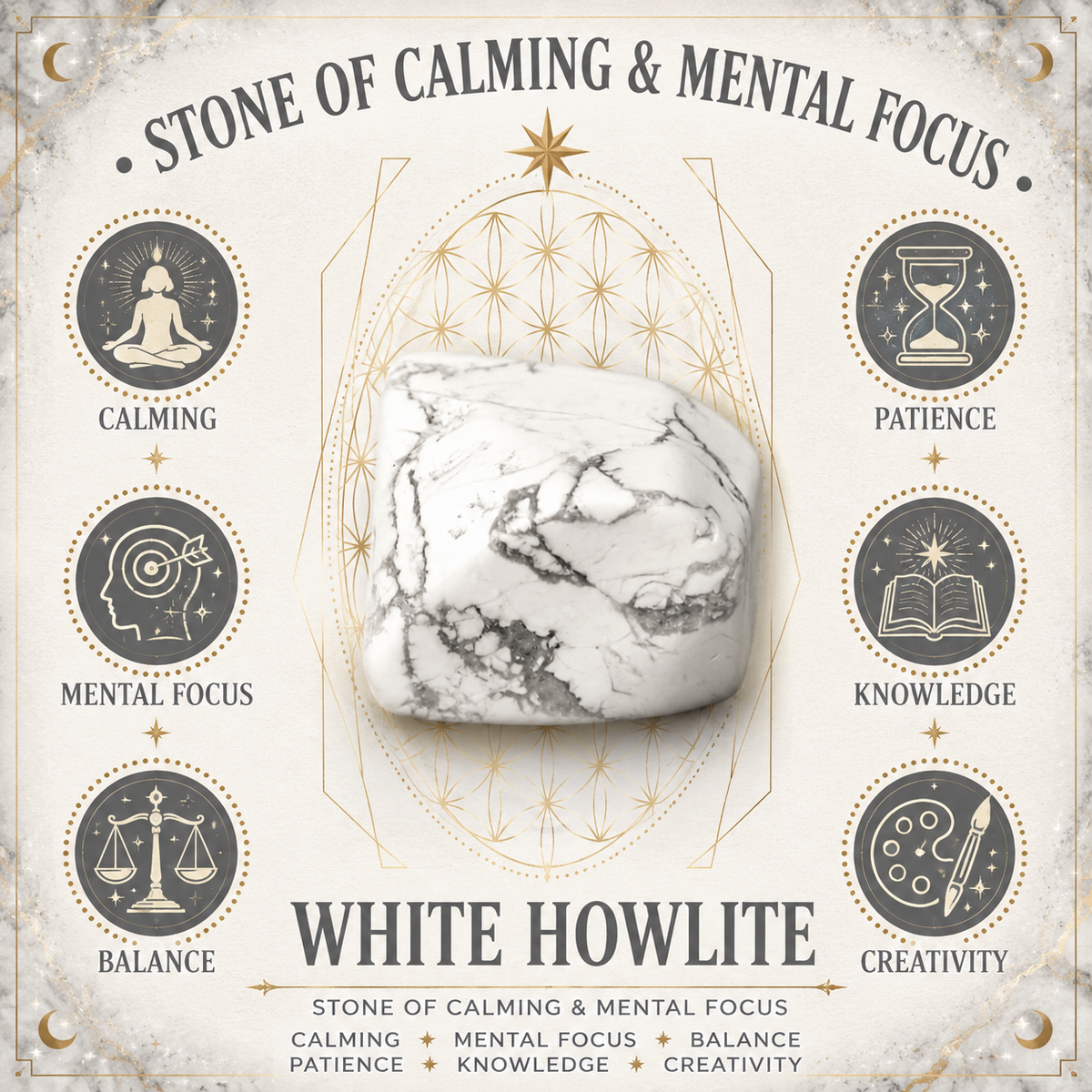 White Howlite 2cm Gemstone Heart