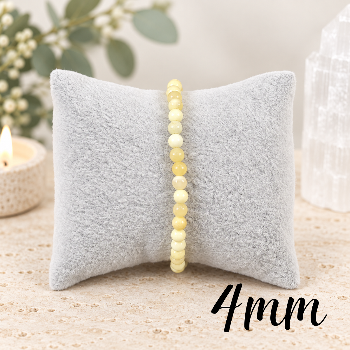 4mm Yellow Calcite Gemstone Bracelet